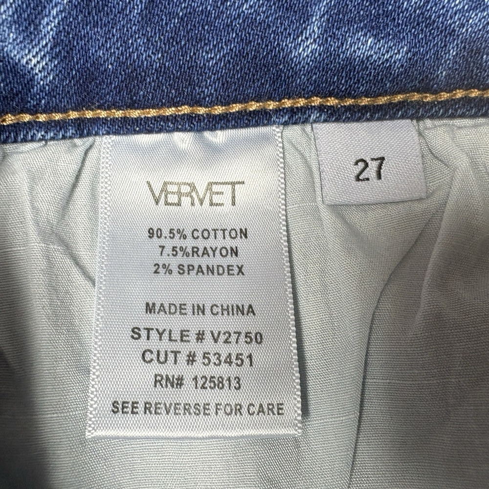NEW VERVET Melissa Mid Rise Straight Jeans Size 27 Raw Hem Stretch Medium Wash - Picture 6 of 11